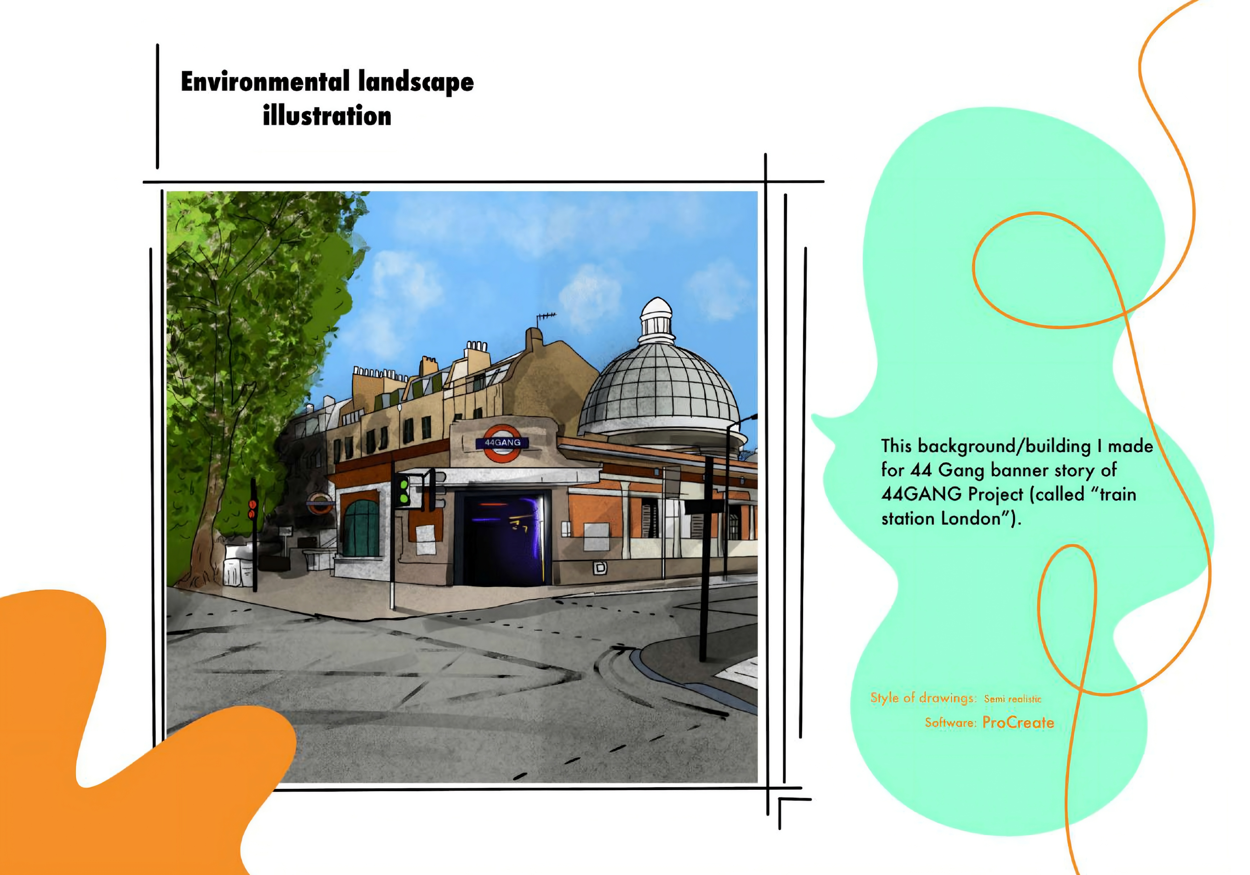 Landscape illustration | London train station