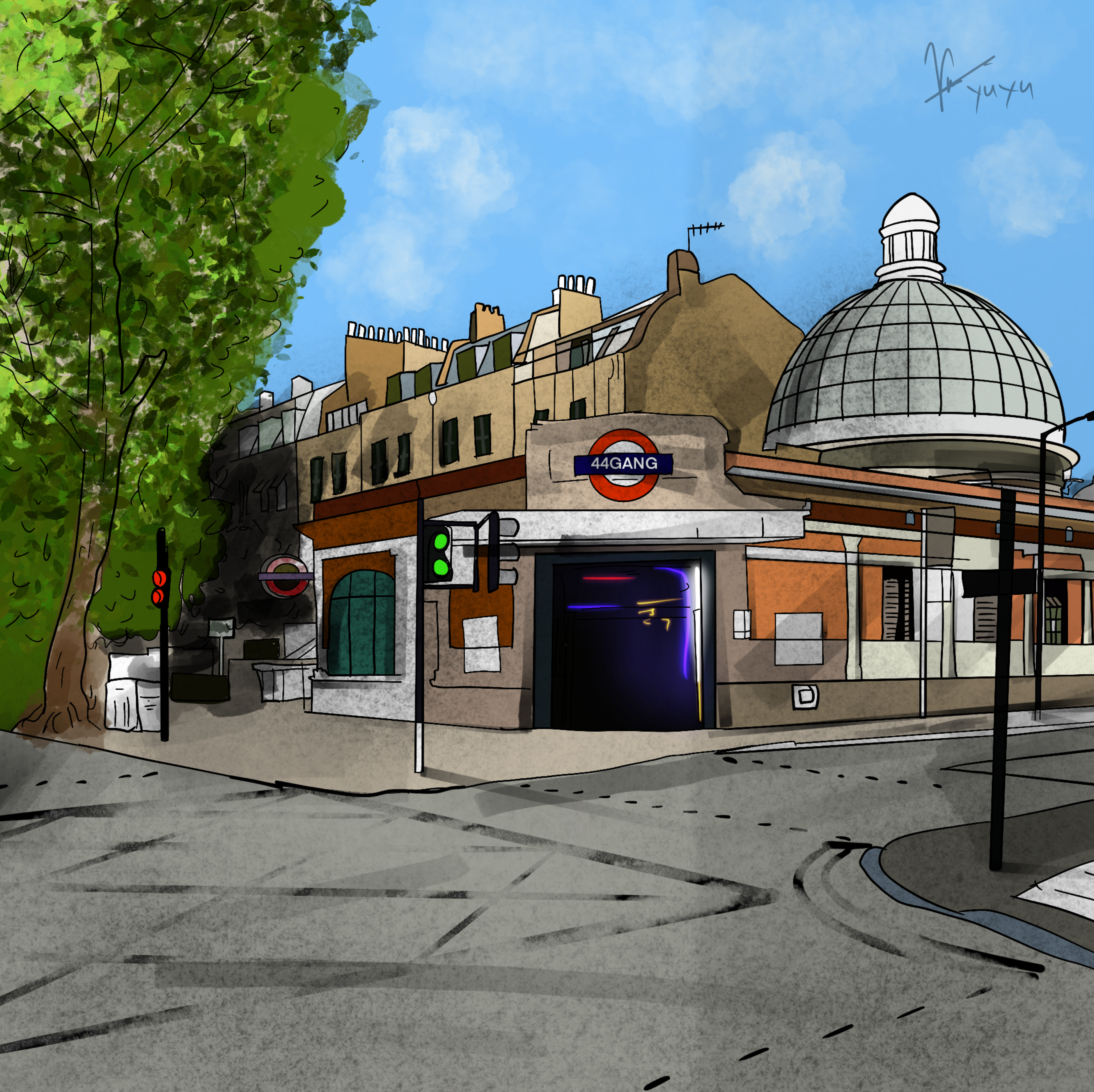 Landscape Illustration London Train Station